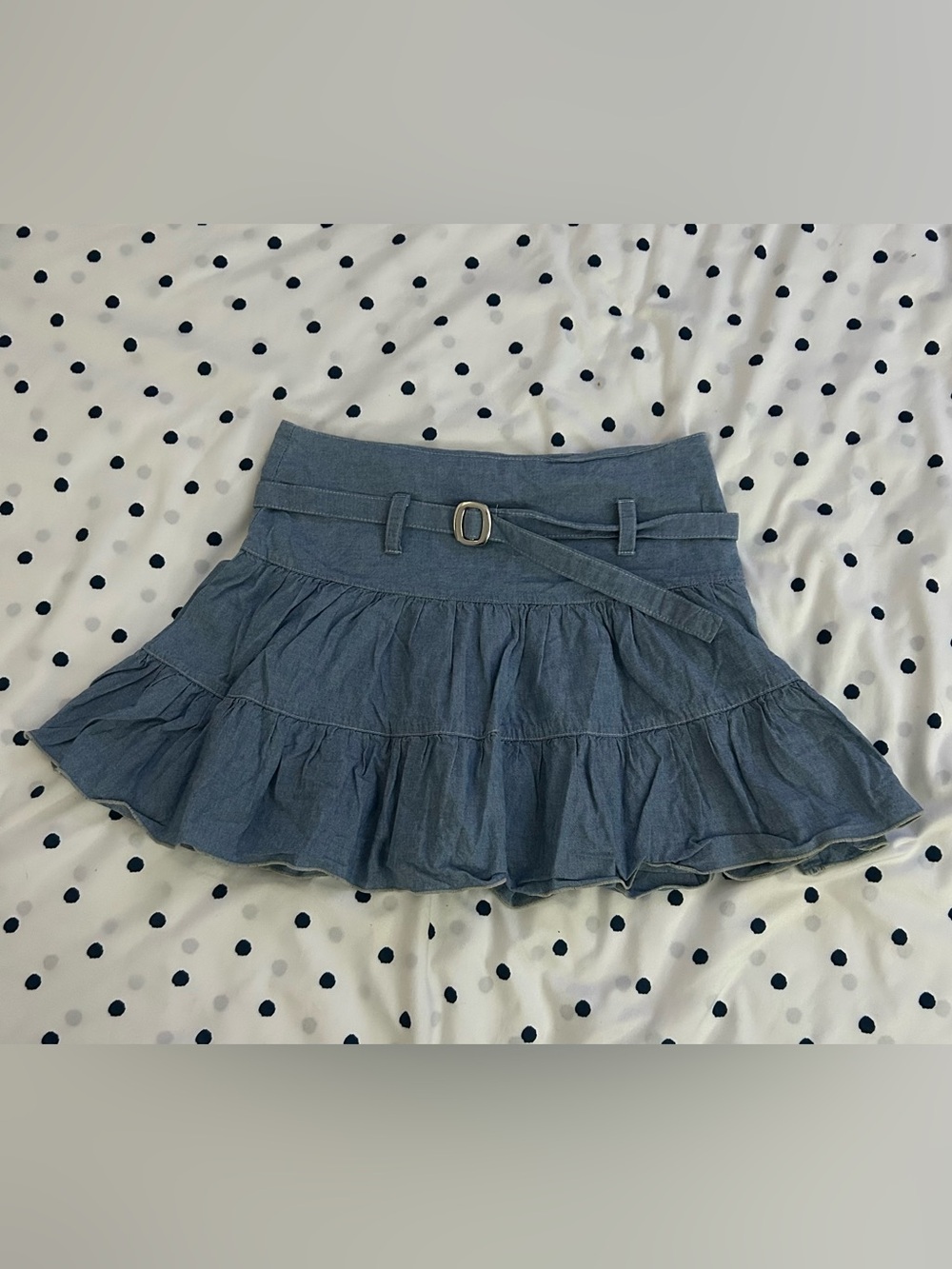 Y2K ruffled belted mini skirt